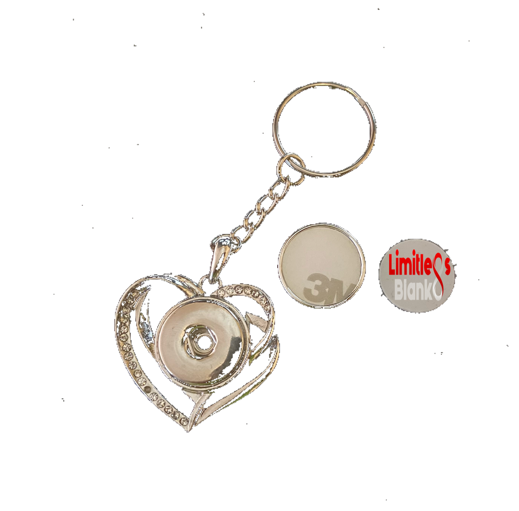 Sublimation Heart Snap Button Keychain